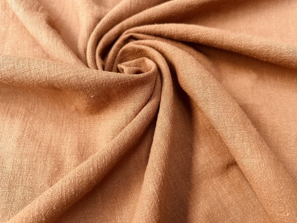 Terracotta Stone Washed Pure Plain Linen Fabric Material - 100% Linens Home Decor Bedding Clothes Curtains - 55" 140cm Wide - Image 2