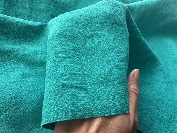 Turquoise Blue Stone Washed Pure Plain Linen Fabric Material - 100% Linens Home Decor Bedding Clothes Curtains - 55" 140cm Wide
