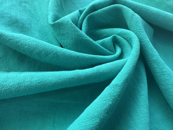 Turquoise Blue Stone Washed Pure Plain Linen Fabric Material - 100% Linens Home Decor Bedding Clothes Curtains - 55" 140cm Wide - Image 2