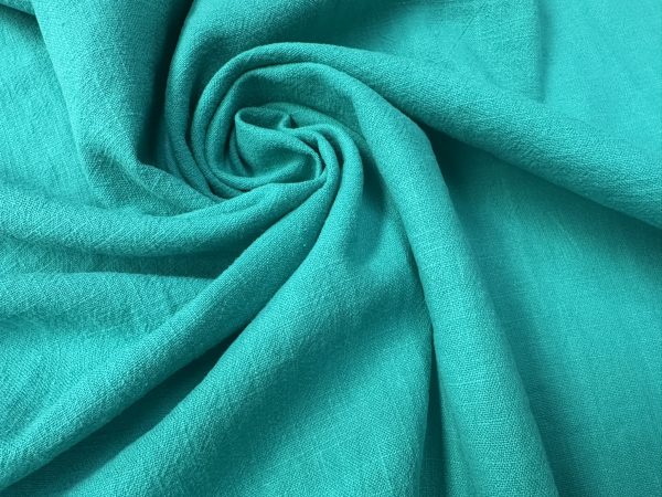 Turquoise Blue Stone Washed Pure Plain Linen Fabric Material - 100% Linens Home Decor Bedding Clothes Curtains - 55" 140cm Wide - Image 3