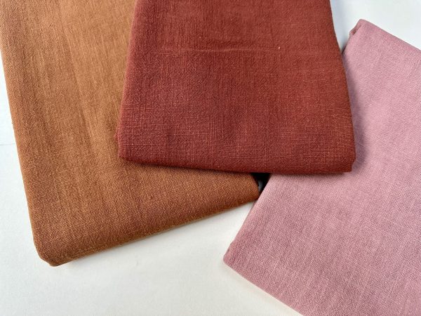 Terracotta Stone Washed Pure Plain Linen Fabric Material - 100% Linens Home Decor Bedding Clothes Curtains - 55" 140cm Wide - Image 3