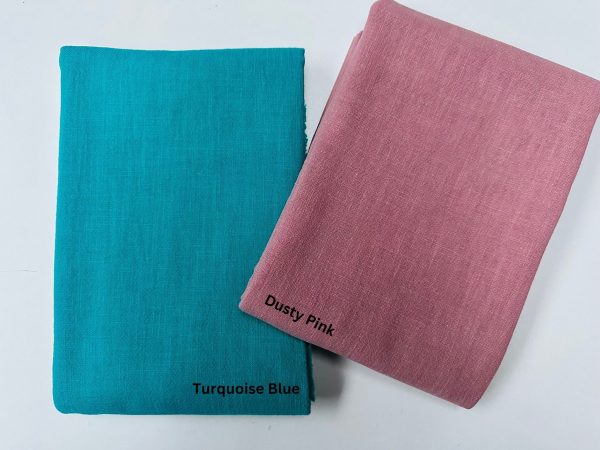 Turquoise Blue Stone Washed Pure Plain Linen Fabric Material - 100% Linens Home Decor Bedding Clothes Curtains - 55" 140cm Wide - Image 4