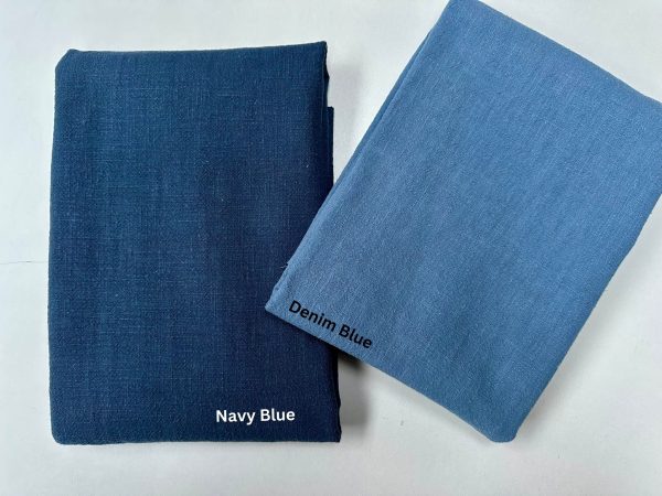 Denim Blue Stone Washed Pure Plain Linen Fabric Material - 100% Linens Home Decor Bedding Clothes Curtains - 55" 140cm Wide - Image 3