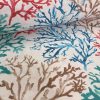 Blue Coral Reef Fabric Curtain Upholstery Cotton Material Sea Teal, Brown, Red Corals -280cm or 110" Extra Wide