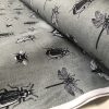 Grey Bugs & Insects Fabric for Curtains Upholstery Dressmaking - Bee, Moth, Butterfly, Dragonfly Print Cotton Material - 55"/140cm wide - Image 2