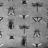 Grey Bugs & Insects Fabric for Curtains Upholstery Dressmaking - Bee, Moth, Butterfly, Dragonfly Print Cotton Material - 55"/140cm wide - Image 3