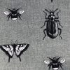 Grey Bugs & Insects Fabric for Curtains Upholstery Dressmaking - Bee, Moth, Butterfly, Dragonfly Print Cotton Material - 55"/140cm wide - Image 4