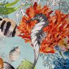 Aqua Sea World Coral Reef Fabric Curtain Upholstery Cotton Material - Marine Teal Seahorse Shell Red Corals - 110" or 280cm Extra Wide - Image 2