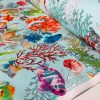 Aqua Sea World Coral Reef Fabric Curtain Upholstery Cotton Material - Marine Teal Seahorse Shell Red Corals - 110" or 280cm Extra Wide - Image 8
