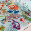 Aqua Sea World Coral Reef Fabric Curtain Upholstery Cotton Material - Marine Seahorse Teal Shell Red Corals -55"/140cm Wide - Image 8