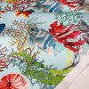 Aqua Sea World Coral Reef Fabric Curtain Upholstery Cotton Material - Marine Seahorse Teal Shell Red Corals -55"/140cm Wide - Image 9