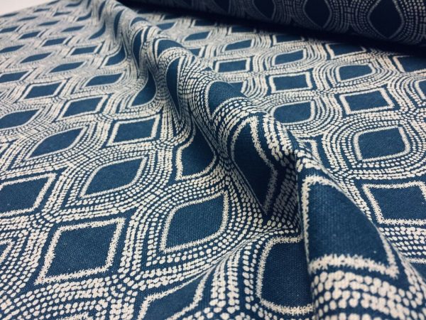 Art Deco Damask Rhombus Diamond Print Fabric Argyle Floral Cotton Material for Curtains Upholstery Home Decor - 55"/140cm wide - Image 8