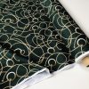 Dark Green Golden Chain Fabric for Curtains Upholstery Dressmaking - Gold Rope Ring Jewellery Print 100% Cotton Material - 55"/140cm wide