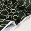 Dark Green Golden Chain Fabric for Curtains Upholstery Dressmaking - Gold Rope Ring Jewellery Print 100% Cotton Material - 55"/140cm wide - Image 2