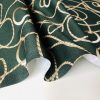 Dark Green Golden Chain Fabric for Curtains Upholstery Dressmaking - Gold Rope Ring Jewellery Print 100% Cotton Material - 55"/140cm wide - Image 4
