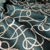 Dark Green Golden Chain Fabric for Curtains Upholstery Dressmaking - Gold Rope Ring Jewellery Print 100% Cotton Material - 55"/140cm wide - Image 6