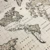 Grey World Map Designer Fabric Curtains Upholstery Dress Cotton Material - Globe Travel Print Canvas - 55"/140cm Wide - Image 3