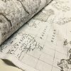 Grey World Map Designer Fabric Curtains Upholstery Dress Cotton Material - Globe Travel Print Canvas - 55"/140cm Wide - Image 4