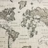 Grey World Map Designer Fabric Curtains Upholstery Dress Cotton Material - Globe Travel Print Canvas - 55"/140cm Wide - Image 5