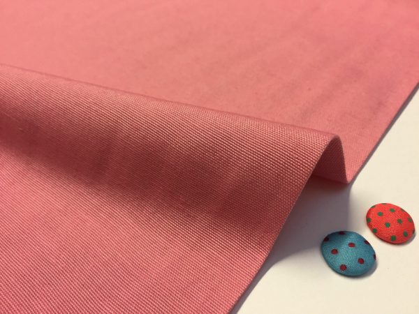 ROSE PINK Plain Ottoman Fabric For Curtains Upholstery Cotton Canvas Material - 55"/140cm Wide