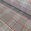 Royalty Gobelin Herringbone Squares Weave Fabric Material for Curtains Upholstery - 55"/140cm Wide - Red & Grey Geometric Patten