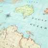 Teflon Waterproof World Map Tablecloth PU Coated Outdoor Fabric For Cushion, Gazebo, Tables, Beach - 55"/140cm Wide - Blue - Image 4