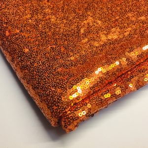 3mm Mini Sequins Fabric Material - 1 way stretch - 130cm or 51" wide - Sparkling Paillettes - Copper Orange