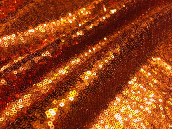 3mm Mini Sequins Fabric Material - 1 way stretch - 130cm or 51" wide - Sparkling Paillettes - Copper Orange - Image 6