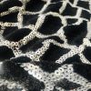 Animal Fur Spangles Sequin Fabric Soft 2 Way Stretch Material Giraffe Print Short Pile Faux  - 53"/135cm Wide - BLACK & SILVER - Image 3