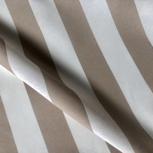BEIGE & White Stripe Teflon Waterproof Outdoor Fabric for cushion, gazebo, beach - 55"/140cm Wide