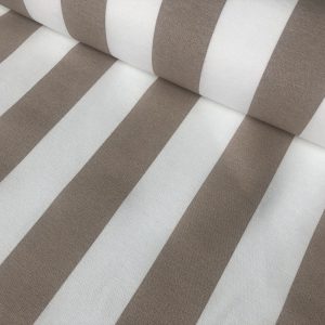 Beige & White Striped Fabric - Sofia Stripes Curtain Tablecloth Upholstery Material - 55"/140cm Wide Canvas
