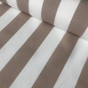Beige & White Striped Fabric - Sofia Stripes Curtain Tablecloth Upholstery Material - 110"/280cm Wide Canvas