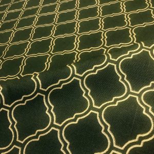 Sale - Dark Green & Gold Moroccan Arabic Damask Print Fabric Curtain Material Upholstery Home Decor - 55" or 140cm Wide