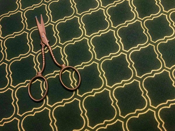 Dark Green & Gold Moroccan Arabic Damask Print Fabric Curtain Material Upholstery Home Decor - 110"/280cm Wide - Image 2
