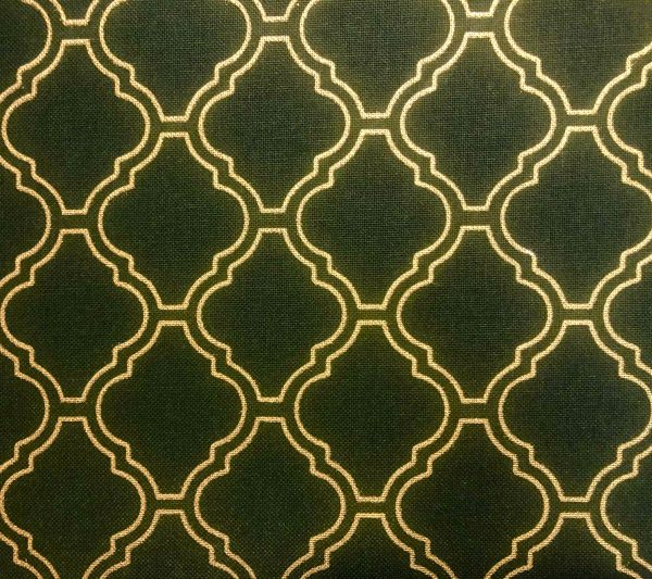 Dark Green & Gold Moroccan Arabic Damask Print Fabric Curtain Material Upholstery Home Decor - 110"/280cm Wide - Image 3