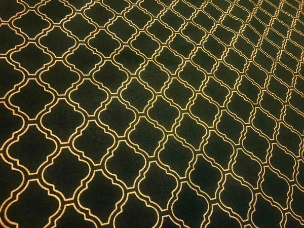 Dark Green & Gold Moroccan Arabic Damask Print Fabric Curtain Material Upholstery Home Decor - 110"/280cm Wide - Image 6