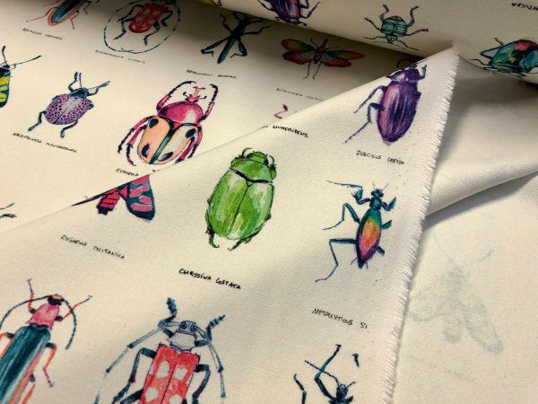Ivory Bugs & Insects Fabric for Curtains Upholstery Dressmaking - Bee Moth Butterfly Dragonfly Print 100% Cotton Material - 110"/280cm wide - Image 5