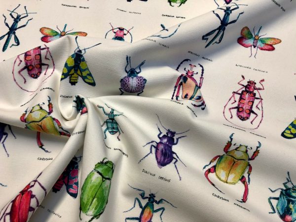 Ivory Bugs & Insects Fabric for Curtains Upholstery Dressmaking - Bee Moth Butterfly Dragonfly Print 100% Cotton Material - 110"/280cm wide - Image 6