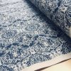 JACQUARD Baroque Floral Vintage Damask Print Fabric Material for Curtains Upholstery Dressmaking - 55''/140cm wide NAVY & CREAM Canvas - Image 5