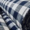 Navy Blue & White Gingham Linen Checked Linen Fabric Plaid Material Buffalo Check Cotton Yarn - Dressmaking Curtains - 140 cm Wide