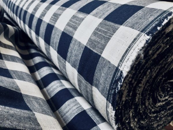 Gingham Linen Checked Linen Fabric Plaid Material Buffalo Check Cotton Yarn -140cm wide - Black, Blue, Red, Pink, Orange, Khaki, Grey, Brown - Image 24