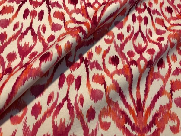 Pink Floral Ikat Fan Damask Flower Fabric Geometric Paisley Cotton Material Curtain Upholstery Home Decor - 110"/280cm Wide - Image 7