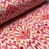Pink IKAT Floral Fan Damask Flower Fabric Geometric Paisley Cotton Material Curtain Upholstery Home Decor - 55"/140cm Wide