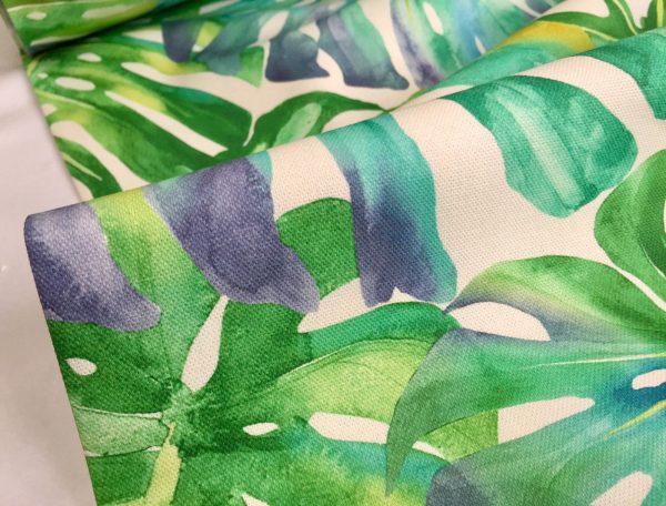 Tropical Palm Leaves Fabric Leaf Print Cotton Material Home Decor Curtains Upholstery - 140cm wide - Purple - Image 4