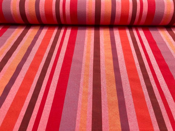 RASPBERRY RED BROWN Striped Dress Home Decor Light Upholstery Material Curtains Stripes Cotton Satin Feel Fabric - 55"/140cm Wide - Image 3