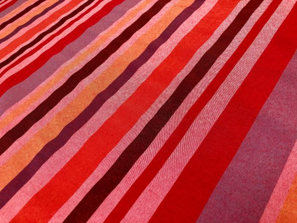 RASPBERRY RED BROWN Striped Dress Home Decor Light Upholstery Material Curtains Stripes Cotton Satin Feel Fabric - 55"/140cm Wide - Image 4