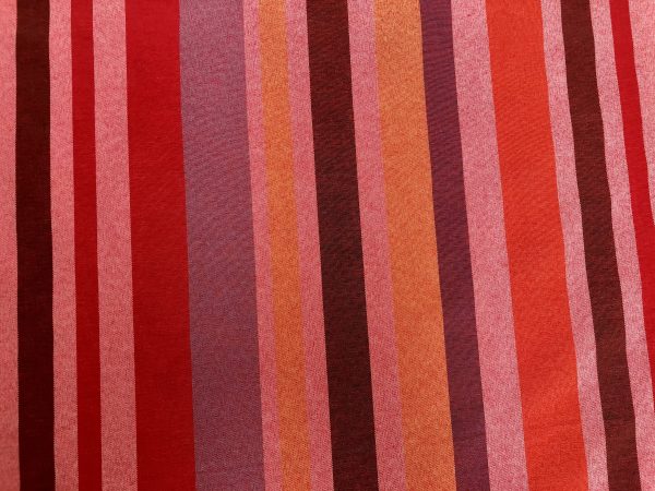 RASPBERRY RED BROWN Striped Dress Home Decor Light Upholstery Material Curtains Stripes Cotton Satin Feel Fabric - 55"/140cm Wide - Image 5