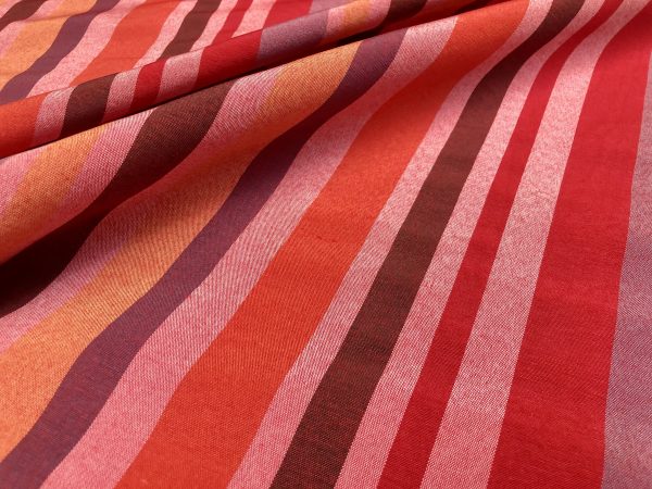 RASPBERRY RED BROWN Striped Dress Home Decor Light Upholstery Material Curtains Stripes Cotton Satin Feel Fabric - 55"/140cm Wide - Image 7