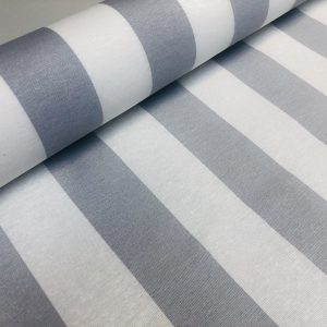 Silver Grey & White Striped Fabric - Sofia Stripes Curtain Tablecloth Upholstery Material - 55"/140cm Wide Canvas