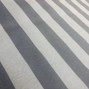 Silver Grey & White Striped Fabric - Sofia Stripes Curtain Tablecloth Upholstery Material - 110"/280cm Wide Canvas